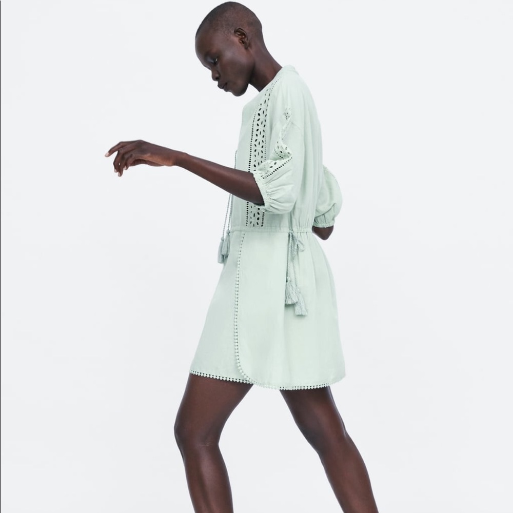 NWT Zara Drawstring Dress (Sea Green)